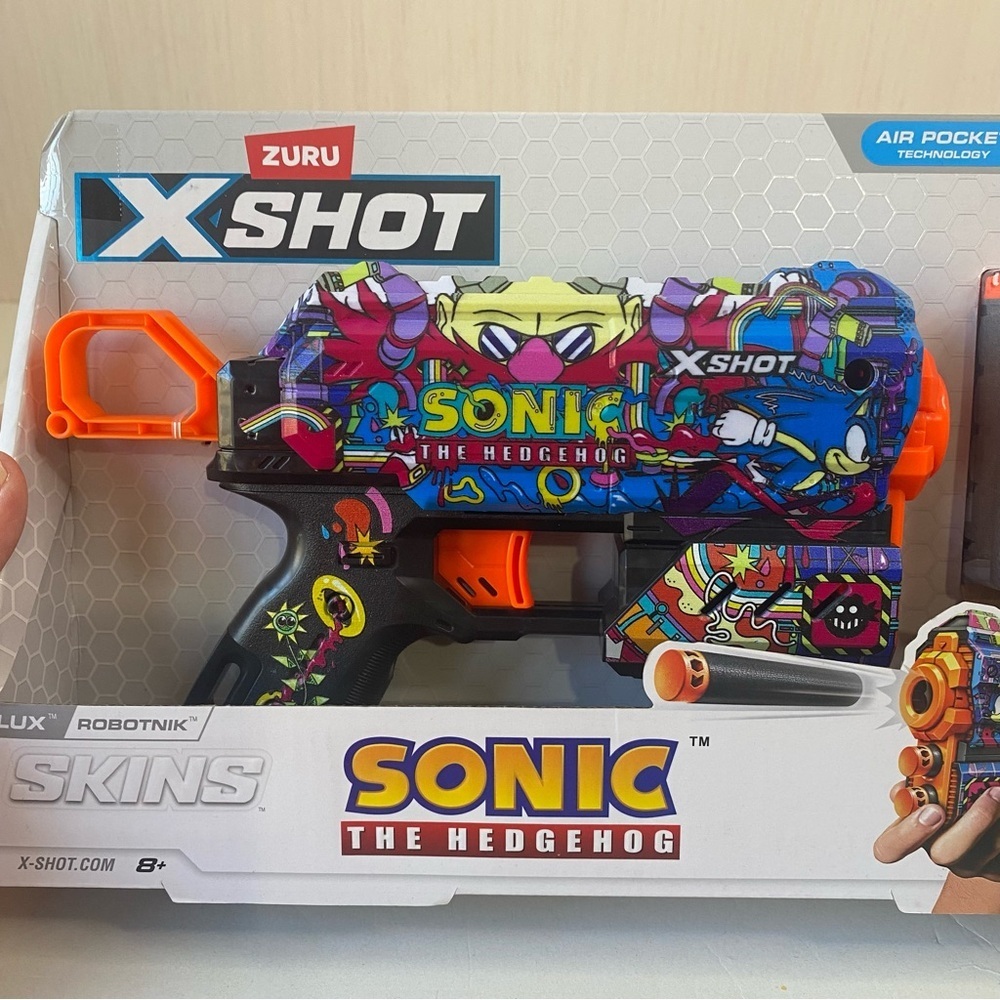 Zuru X-Shot Menace Hyper Spike Skins Sonic the Hedgehog Soft Dart Gun + 8 Rounds - Picture 6 of 6